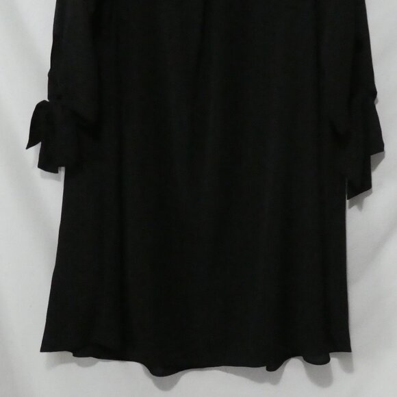 CHICSOUL | 2XL - 2X | Made In The USA | Elegant Sheer Black Dress | Tied Sleeves - Picture 8 of 16